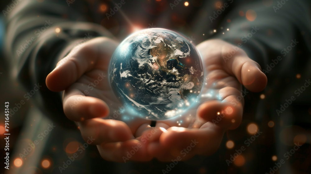Fototapeta premium hand holding globe