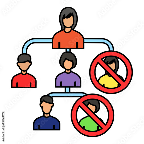 jobless and employee job reduction concept, removing unproductive workers or divisions vector icon design,  out of work  symbol,  Layoff sign, Unwaged stock illustration