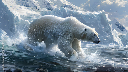 polar bear predator snow wildlife animal Antarctic hunter