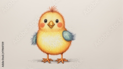 Chicken drawn with a colored pencil