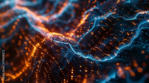 A high-tech visualization of quantum computing powering a blockchain network
