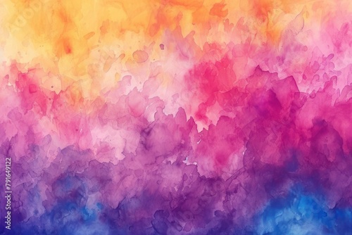 Watercolor abstract paint ink gradient splash mix stain red yellow pink purple blue on paper.