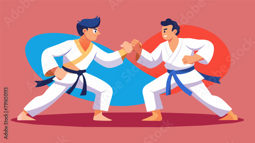 Two martial artists engage in a friendly sparring match demonstrating the different techniques and approaches used in their respective styles