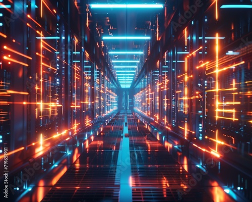 A quantum blockchain setup in a futuristic data center