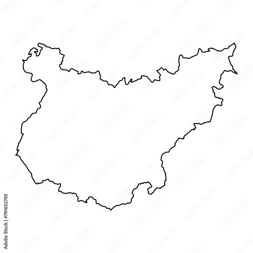 Map of the Province of a Badajoz, administrative division of Spain. Vector illustration.