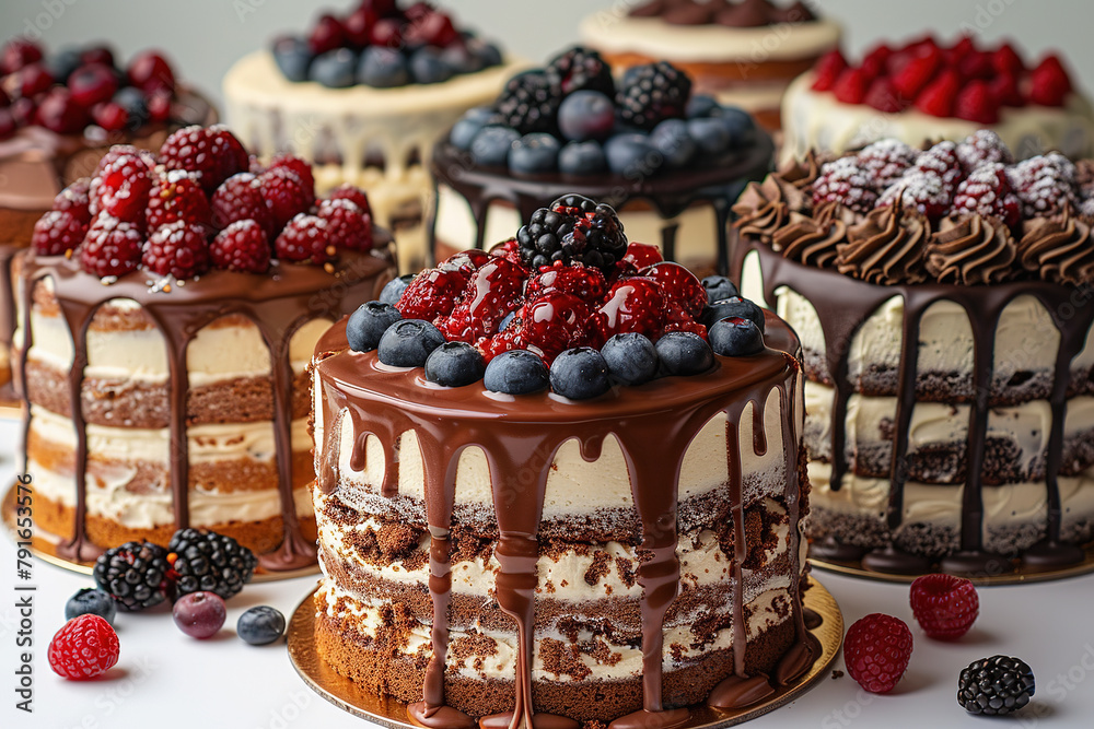 Fresh cake with berry on table background Fresh cake with berry on table background