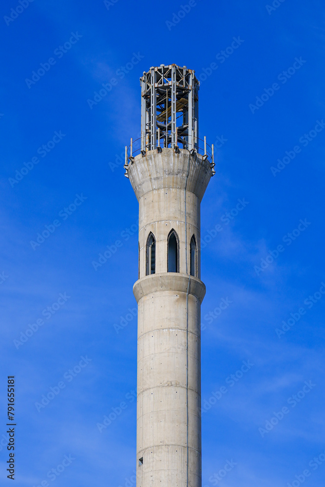 Minaret of the Memorial Complex of Imam Al Bukhari under construction in Xo'ja Ismoil near Samarkand in Uzbekistan, Central Asia Minaret of the Memorial Complex of Imam Al Bukhari under construction in Xo'ja Ismoil near Samarkand in Uzbekistan, Central Asia