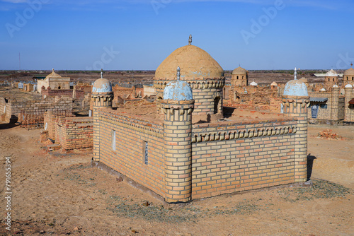 Islamic tombs in the Dawit Ata (Davit Asaw) necropolis in Dzhana-Birlik, Karakalpakstan, western Uzbekistan photo