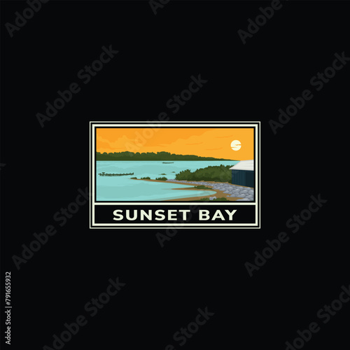 Sunset bay logo design inspiration
