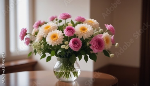 Wallpaper Mural Vase Filled With Pink and White Flowers on a Table Torontodigital.ca