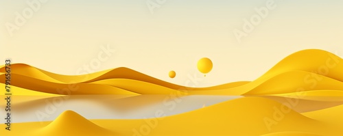 3d render, cartoon illustration of yellow hills with water in the background, simple minimalistic style, low detail copy space for photo text or product, blank