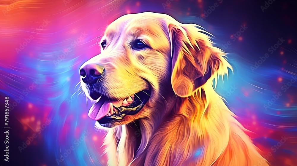 Abstract Portrait of Pet Cute Dog - Golden Retriever

