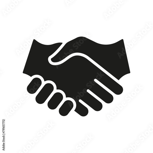Handshake Silhouette Icon. Business Partnership. Greetings, Introduction At Meeting Glyph Pictogram. Hand Shake, Deal Solid Sign. Professional Agreement Symbol. Isolated Vector Illustration