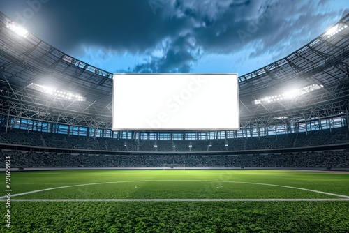 Empty electronic scoreboard at a football stadium