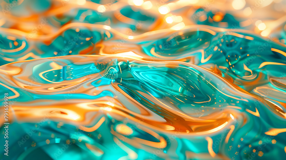 Fototapeta premium abstract teal and golden waves 