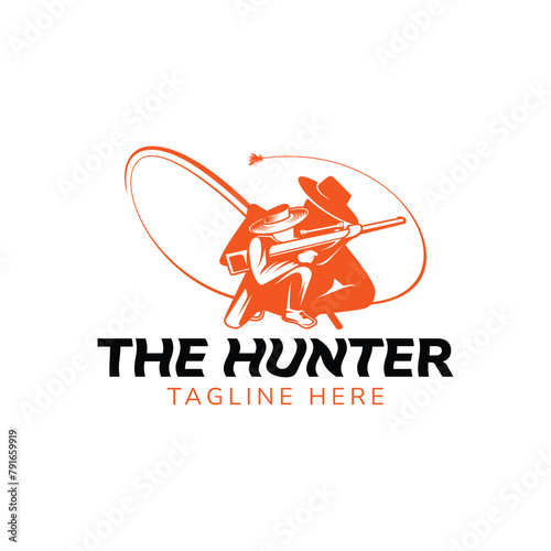 hunter and fishing logo template
