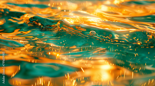 abstract teal and golden waves 