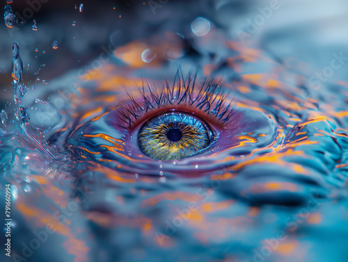 close up of a eye in the water