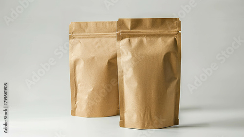 Experience the versatility of a brown ziplock paper bag against a pure white backdrop. AI generative enhancements highlight its eco-friendly concept.