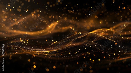 Gold and black abstract background with sparkles.
