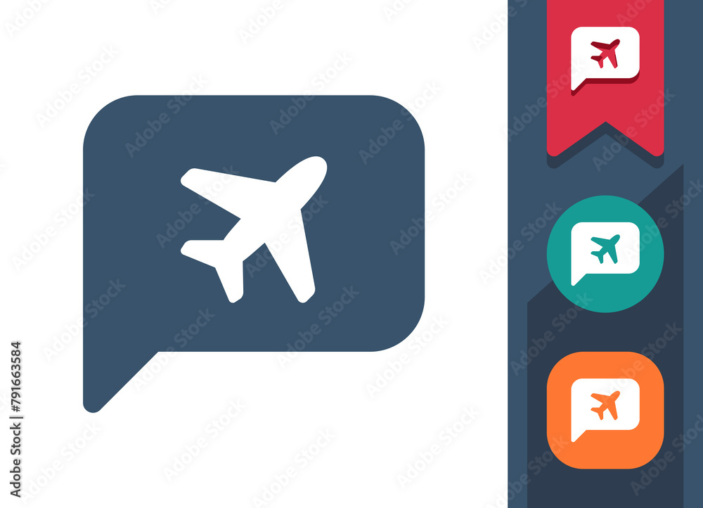 Chat Bubble Icon. Speech Bubble, Comment, Message, Plane, Airplane, Travel
