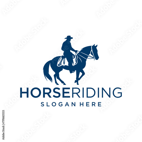 Horse riding logo vector illustration