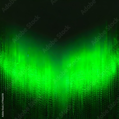 Abstract Fantasy fractal texture green heart bokeh on black background