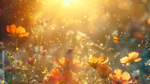 AI generated illustration of flowers basking in sunlight