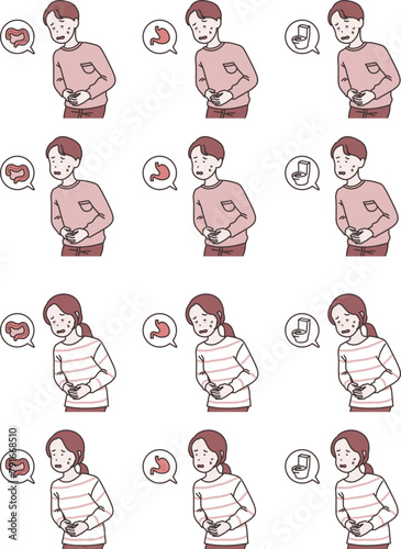 illustration of person with an upset stomach © 정의 장