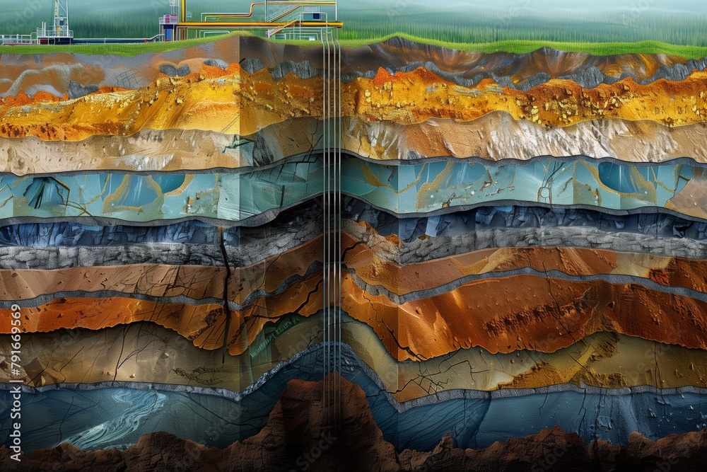 Schematic abstract cut geological structure of earth layers with ...