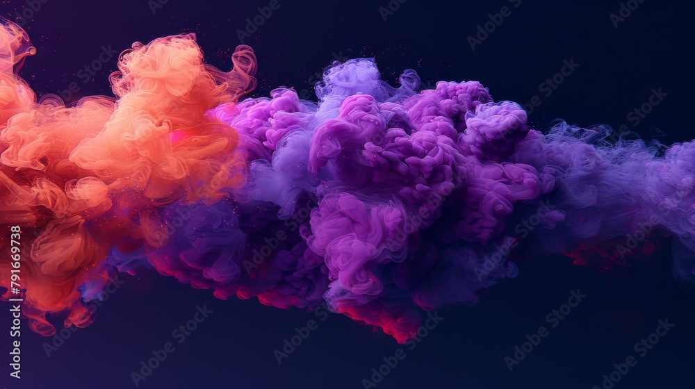 Obraz premium Vivid Pink and Purple Smoke Clouds on Dark Background