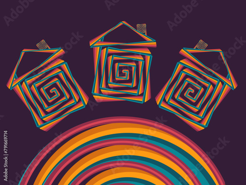 Housing rights. Affordable housing, workers rights. Vector illustration.