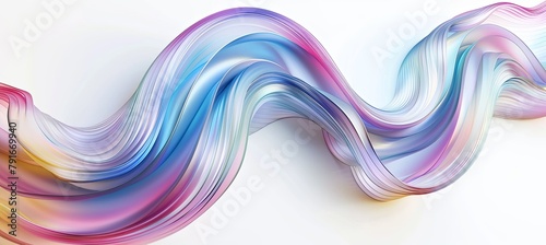 3D render of fluid spiral line on white background, banner © Mari