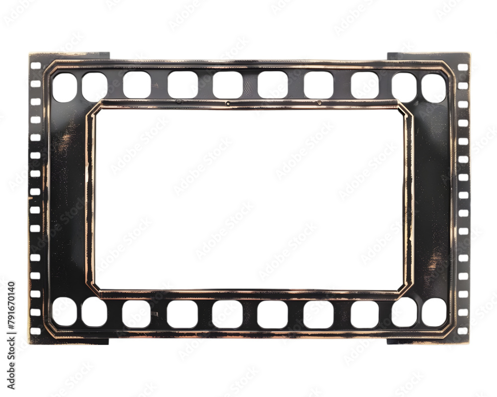 Film strip frame or film video frame on png background
