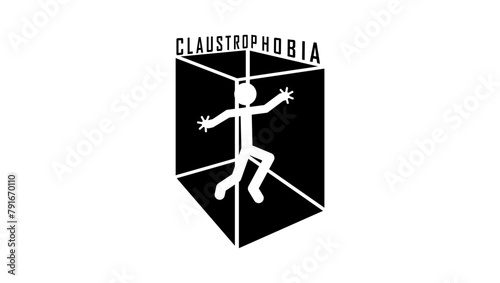 Claustrophobia emblem, , black isolated silhouette