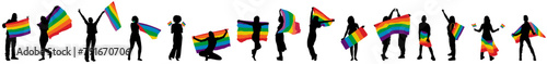 LGBT people silhouette set. LGBTQ, homosexual, heterosexual couples, men, women, trangenders. Diverse love, sexual fetishes, gay and lesbian relationships.