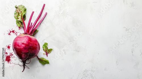Beetroot on white background with copy space, top view 