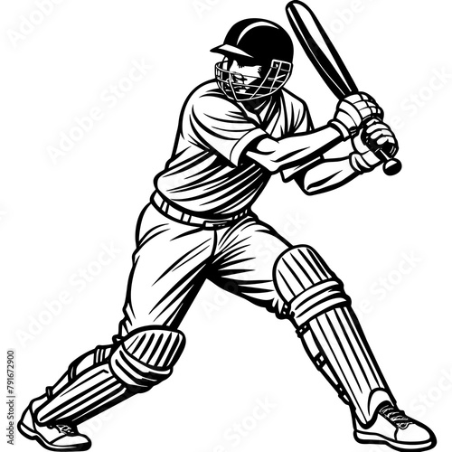 Cricket batsman vector art silhouette 