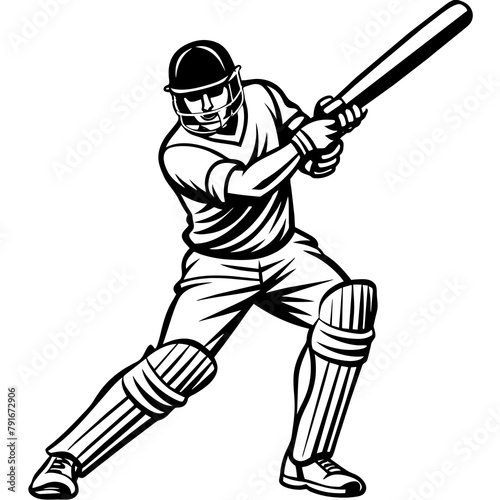 Cricket batsman vector art silhouette 