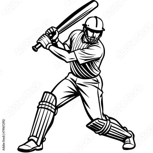 Cricket batsman vector art silhouette 