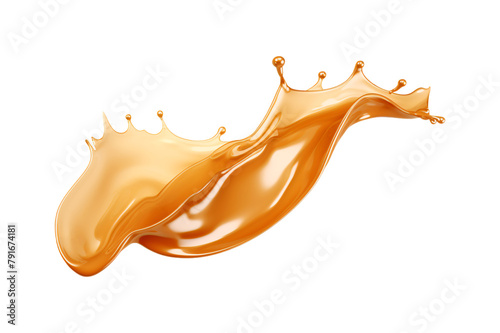 caramel syrup splash isolated on a transparent cut-out background. melted caramel sauce syrup splash PNG, Flowing Liquid © graphicbeezstock