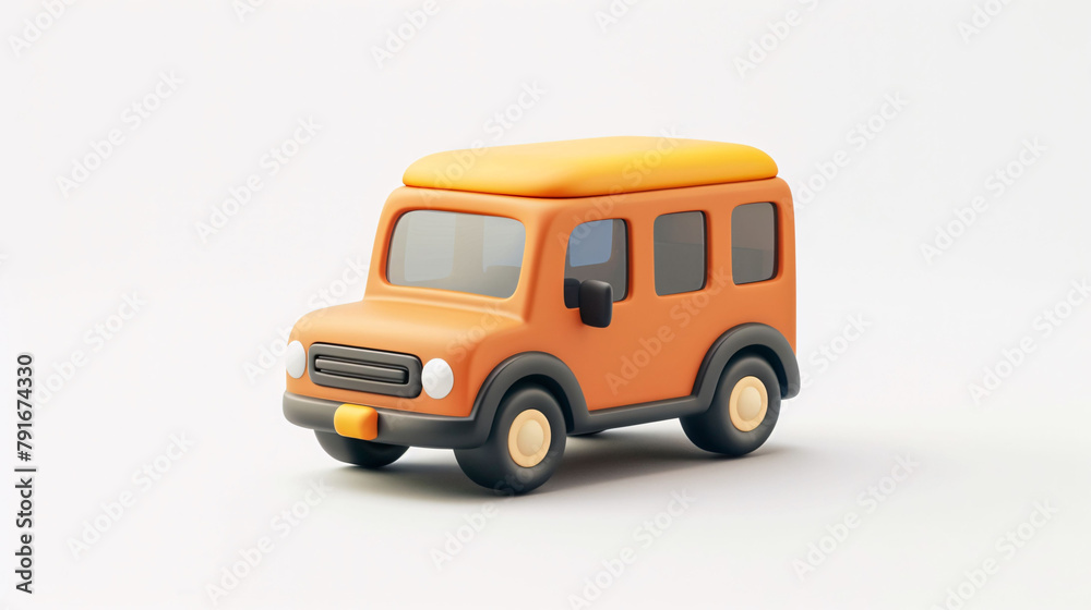 3D illustration of car station wagon, holiday golden week self-driving travel concept illustration