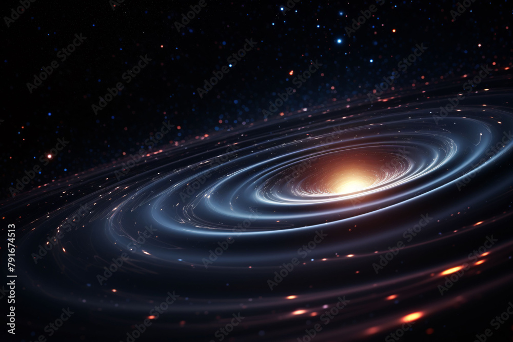 Obraz premium Vibrant space vortex, cosmic black hole concept illustration