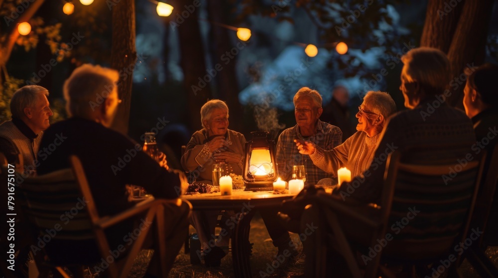 Intimate Evening Gathering Outdoors With Lantern Light Intimate Evening Gathering Outdoors With Lantern Light