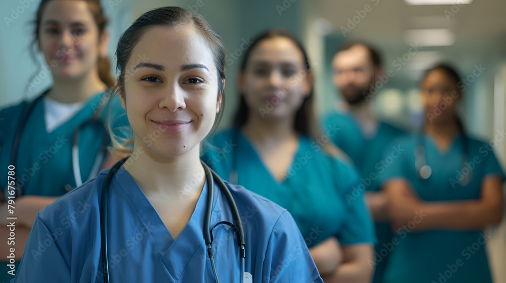 Smiling Doctors and Nurses in Medical Banner Smiling Doctors and Nurses in Medical Banner