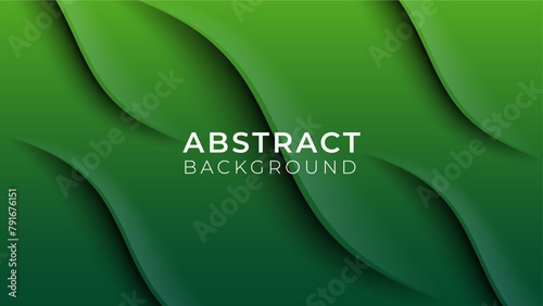 Abstract green waves background design. Background in motion, fluid, vector template. photo