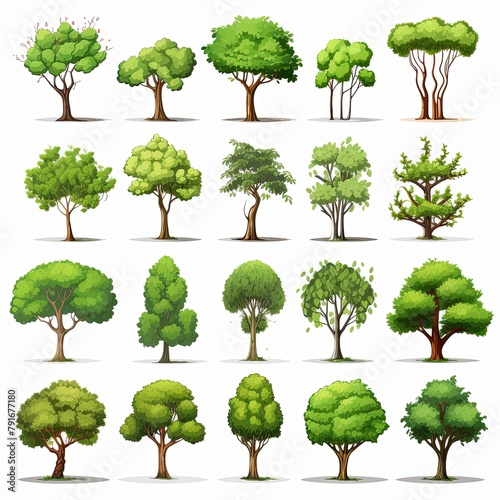 AI generated illustration of various tree silhouettes for design projects