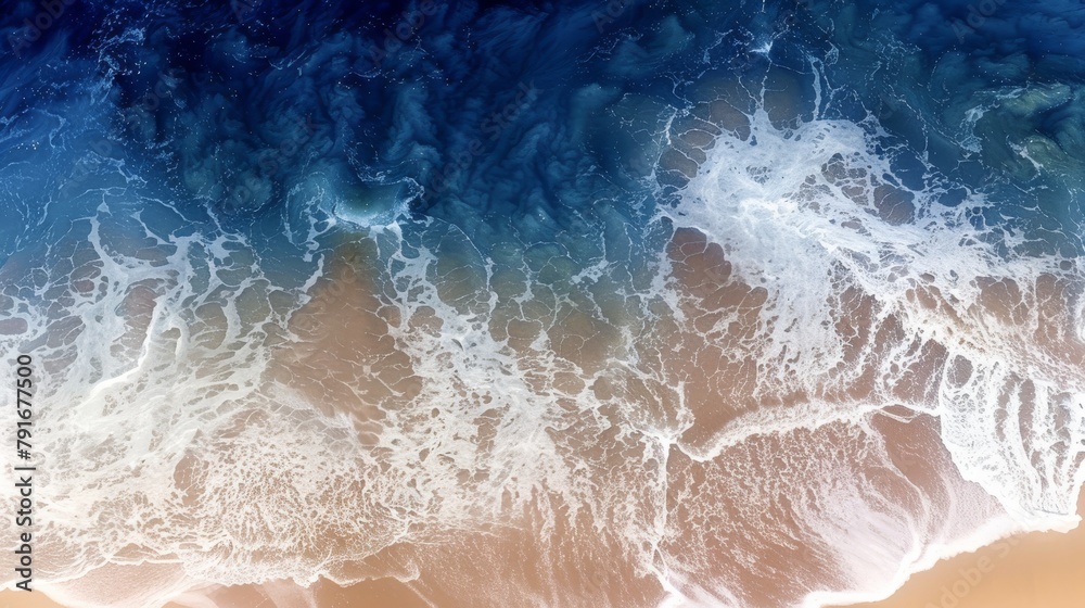 Aerial Ocean Waves Texture with Serene Gradient Background