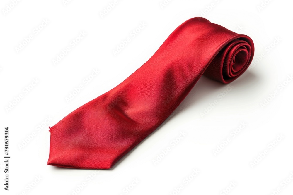 A detailed view of a red tie on a plain white background. Suitable for business and fashion concepts A detailed view of a red tie on a plain white background. Suitable for business and fashion concepts