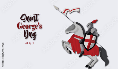 Saint George's Day post 23 April for social media poster banner and template